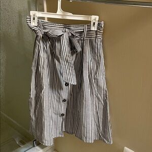 HYFVE Black and White Striped A-Line Skirt